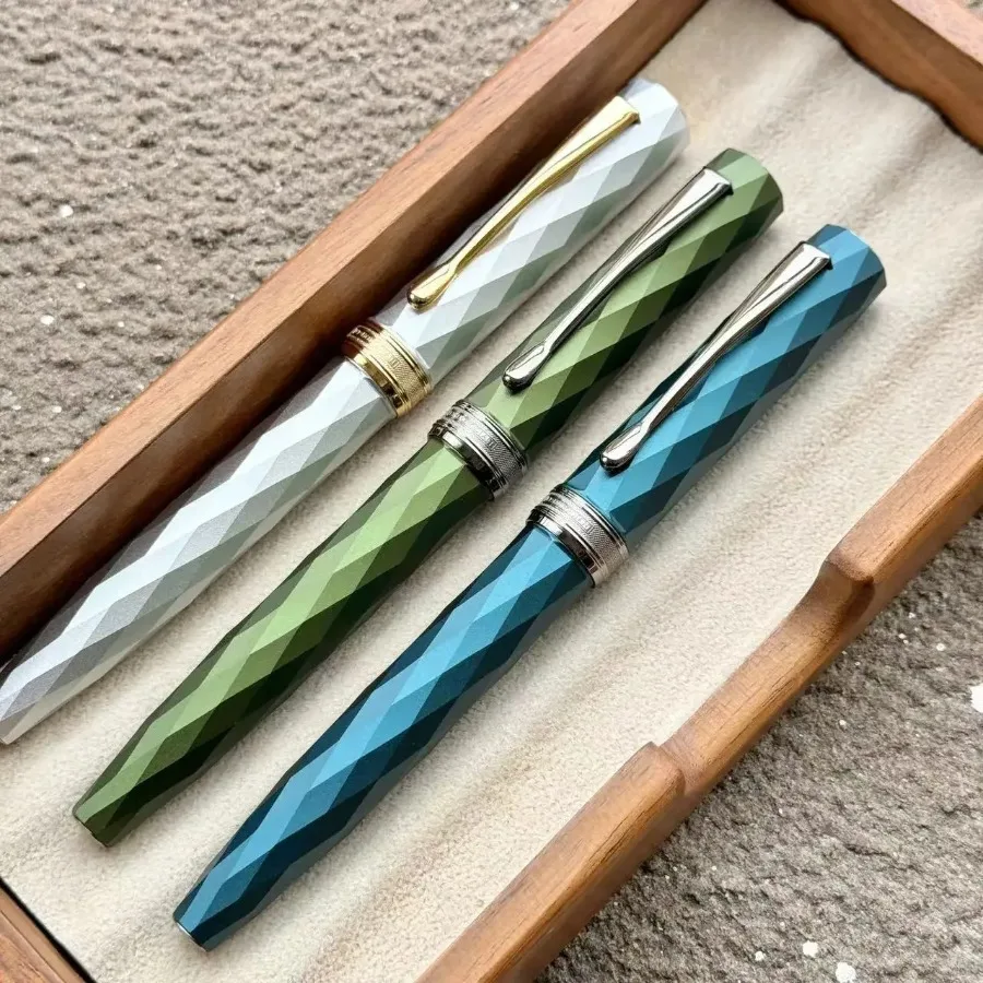 For Hongdian N11 High-end Metal Fountain Pen Rotary Ink Suction EF F Nibs Exquisite Geometric Business Writing Supplies Gift