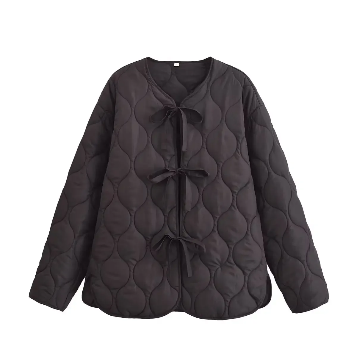 

Женское хлопковое пальто с бантом, свободное теплое пальто с боковым карманом и длинным рукавом в стиле ретро, 2024