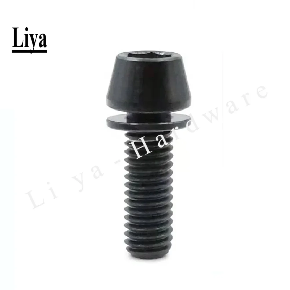 1pcs TC4 M5/6 x16 18 20mm Titanium Taper Hexagon socket Head Bolt with Washers for Bicycle Disc Brake Stem Clamp