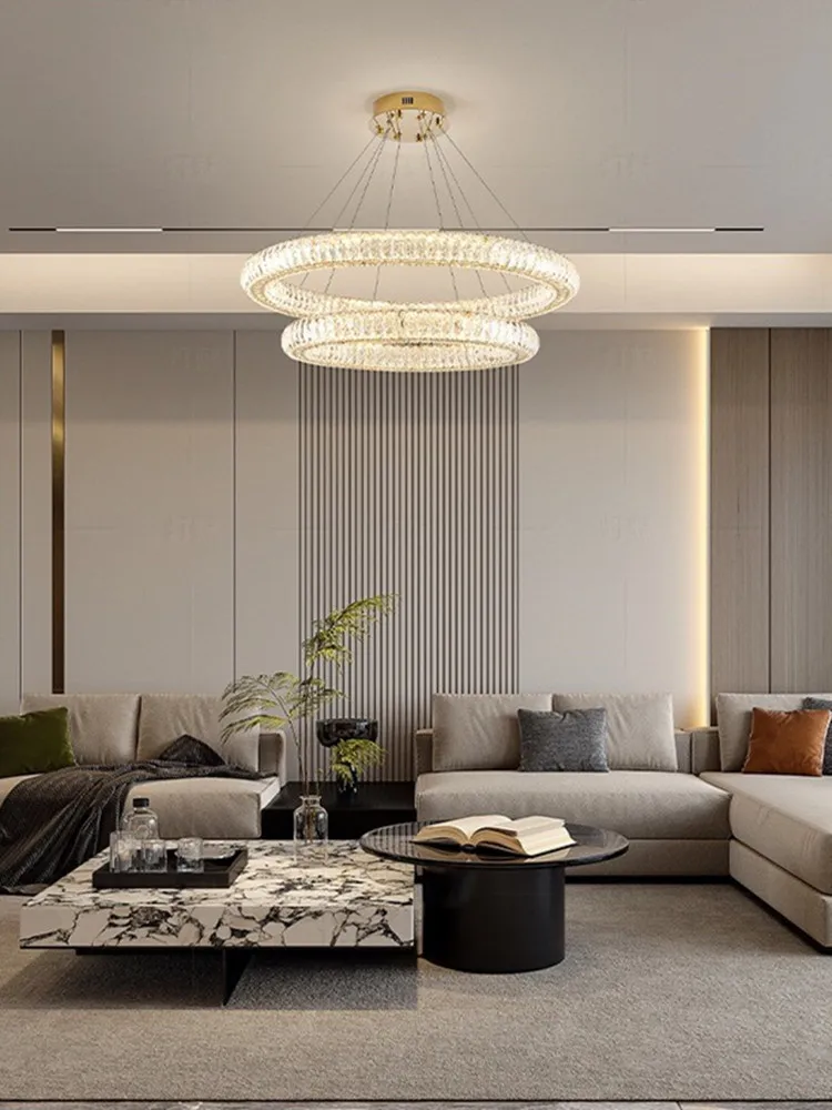 Living room light 2024 new light luxury crystal chandelier modern minimalist dining hall main