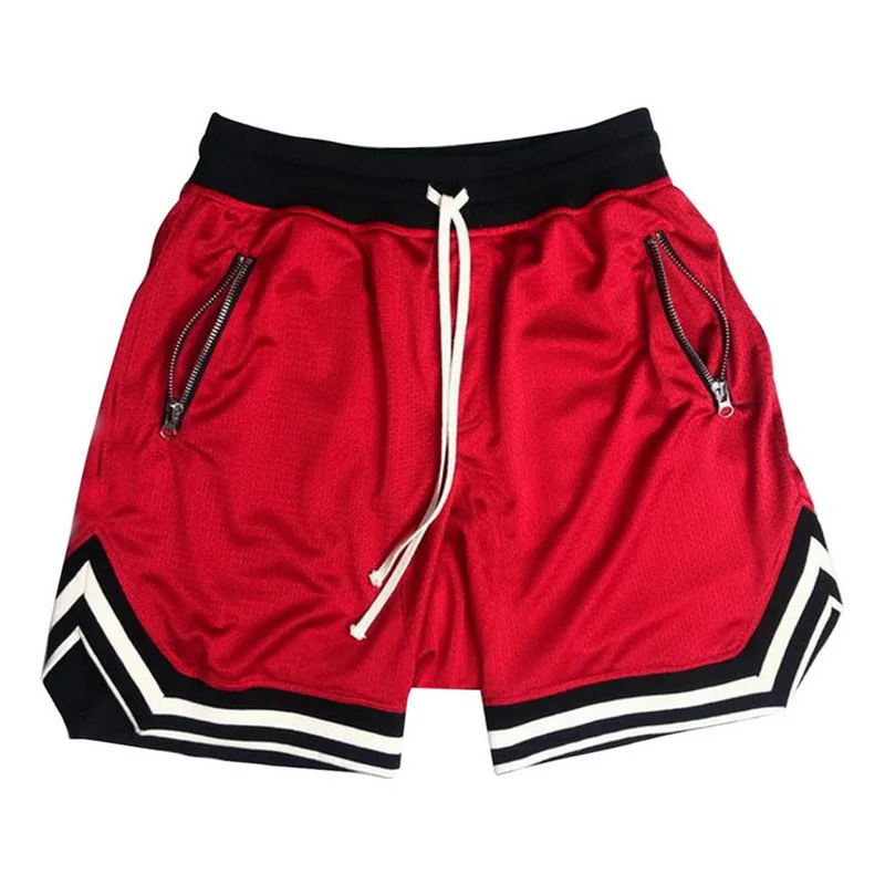 2024 Men\'s Mesh Shorts Quick Dry Gym Shorts Summer Sports Basketball Fitness Joggers Zipper Casual Male Short Pants Wholesale