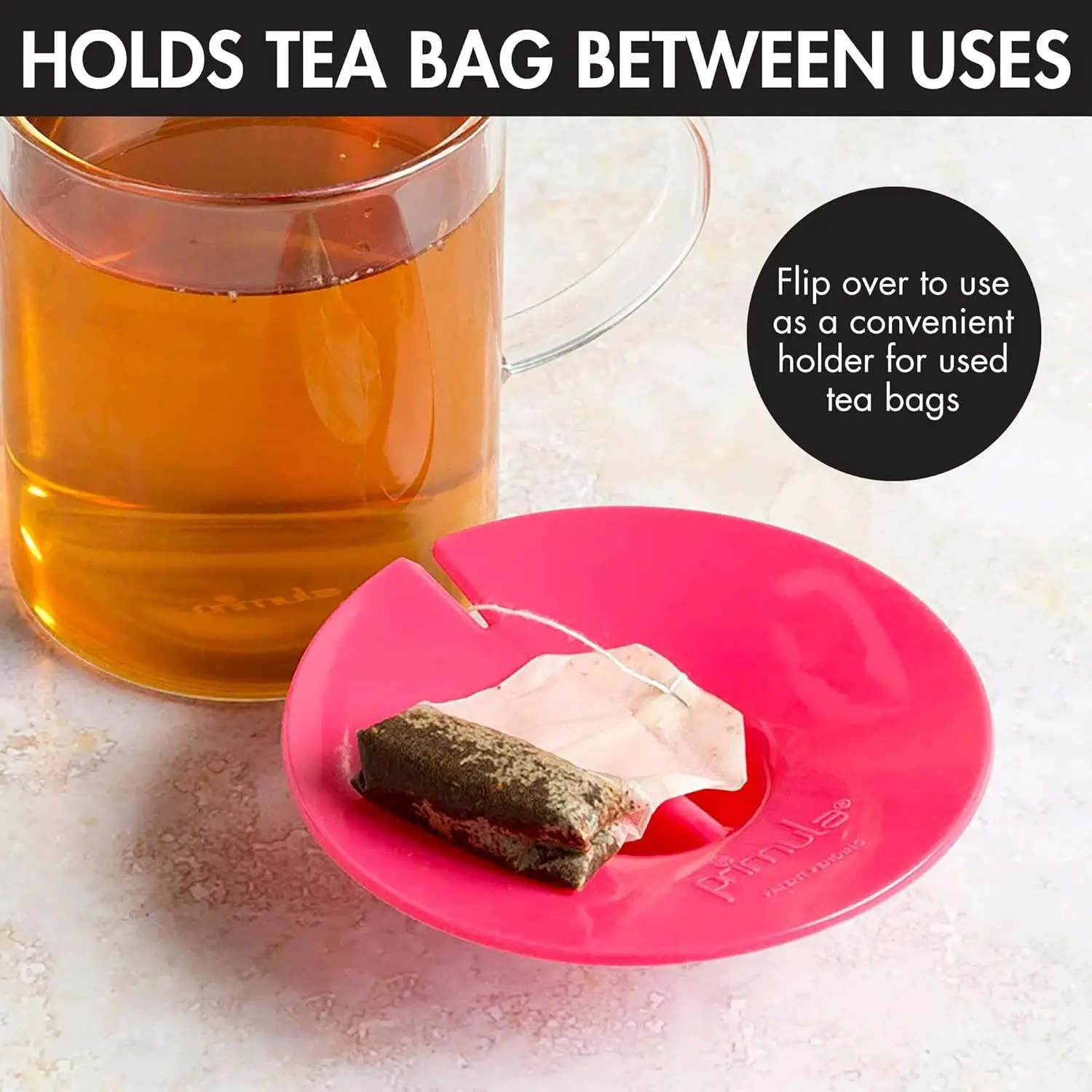 Silicone Cup Lid —Universal Cover for Ceramic Mugs | Features Integrated Tea Bag Holder & Squeezer |Solid Color Design |Reusable