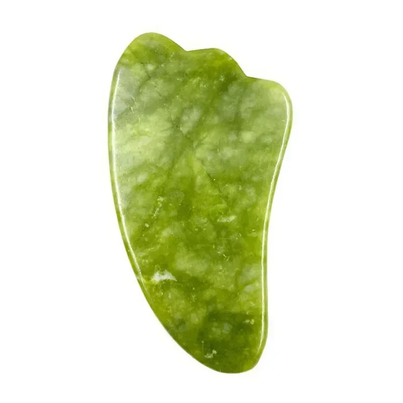 Placa de raspado Guasha de Jade Natural verde, masajeador Gua Sha, pieza Meridiana para cara y brazo