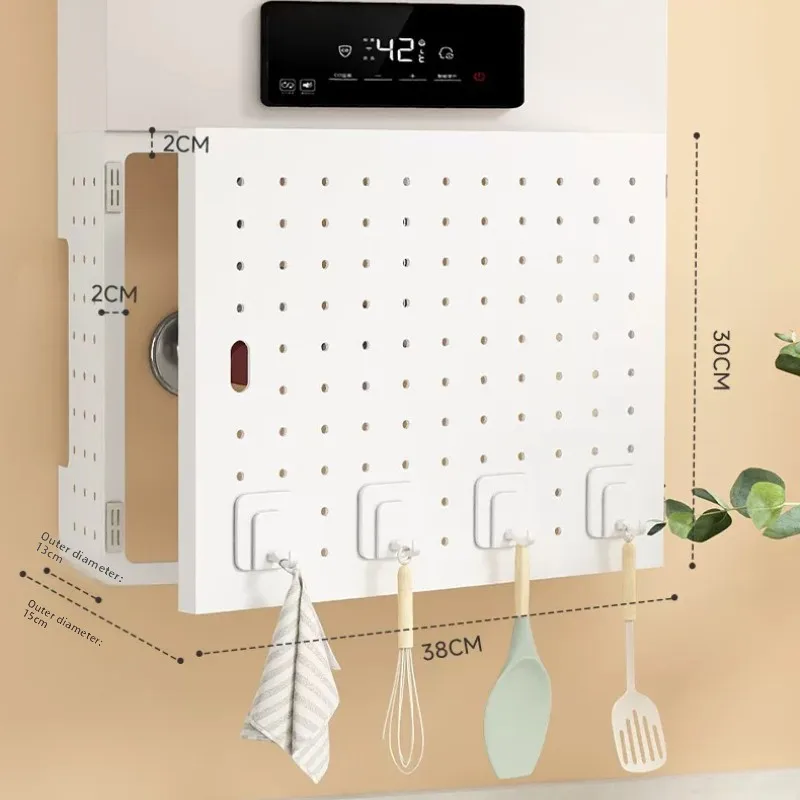 Gas Water Heater Pipe Cover Hide Carbon Steel Pegboard Shelf Seamless Fit Rustproof Moisture Proof Easy Access Panel No Removal