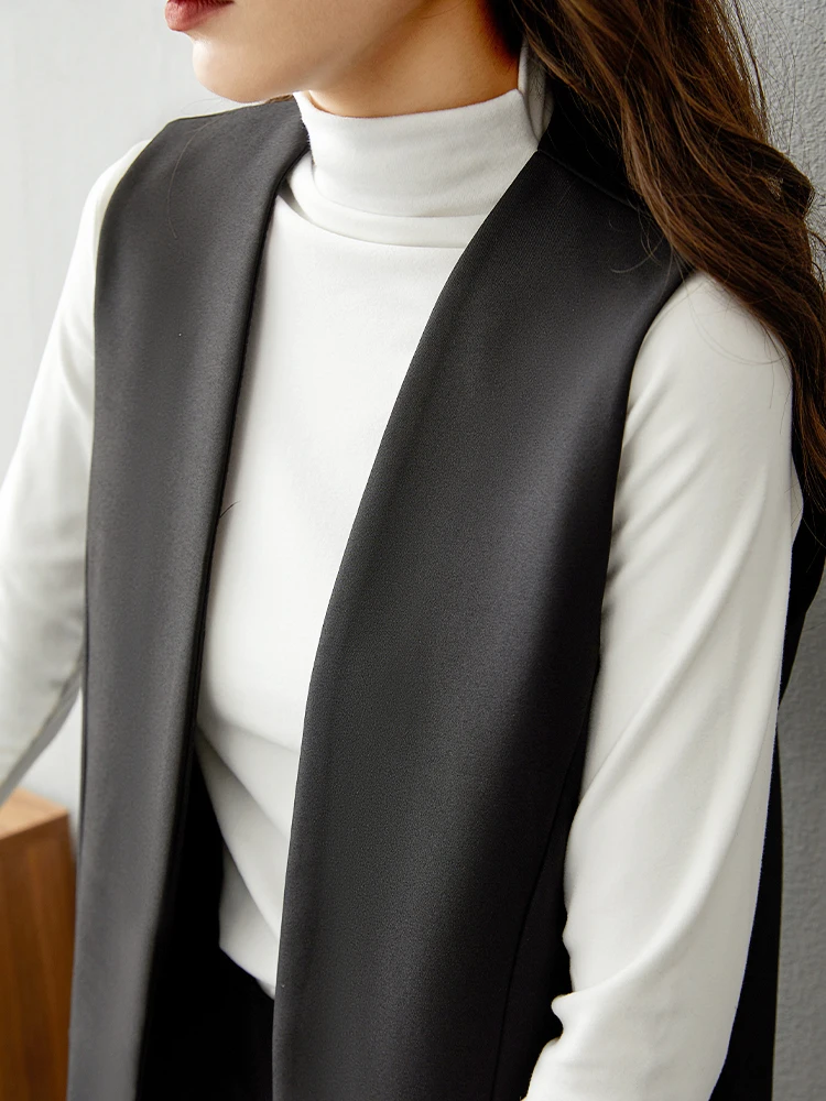 

Bla Midi Suit Vest Women's Spring Autumn 2024 New High-End Feelings Layering Vest Smooth oulder Coat Autumn Faion