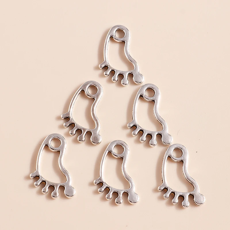 Leslie 50 Stück 16x10mm Einfache Hohle Fußabdruck-Anhänger für Armbänder, Halsketten, Ohrringe, DIY-Schmuckherstellung – Detail 5