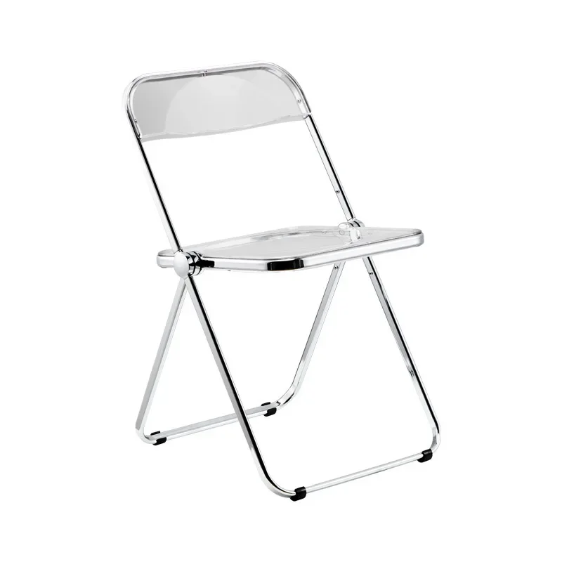 Transparent Folding Chair, Fashion Crystal Dining Chair, Light Luxury Stool with Backrest, Live Photo