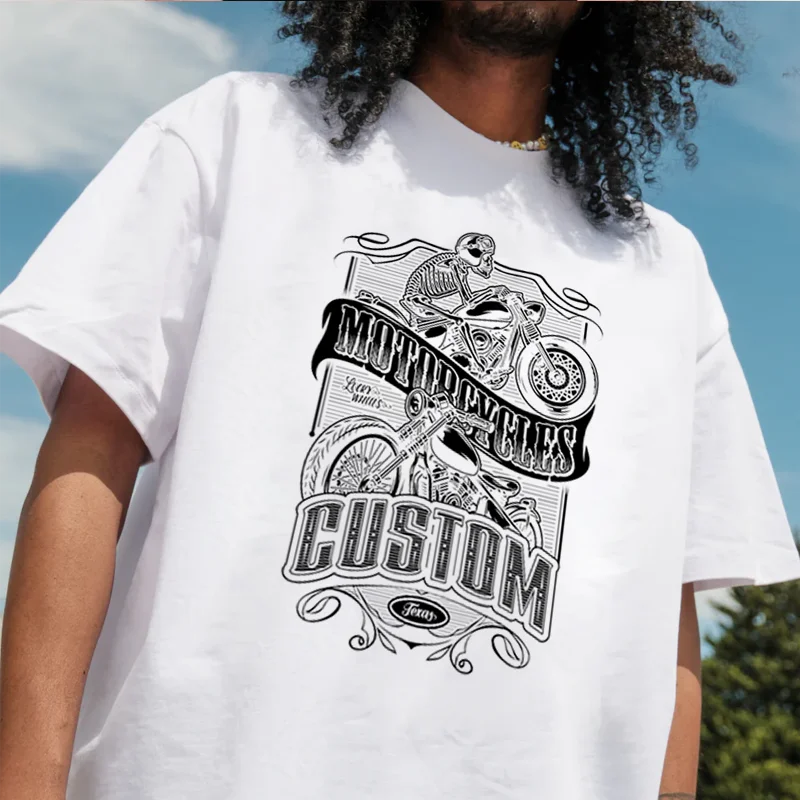 خمر السائق شارة الهيكل العظمي رايدر تي شيرت موضة جديدة 100% القطن الرجال قصيرة الأكمام الطباعة س الرقبة عادية تي شيرت