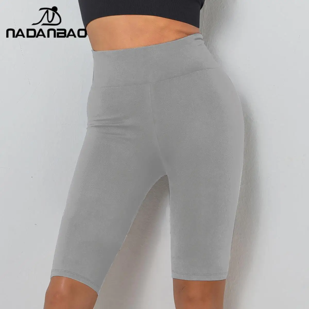 Nadanbao Sexy High Waist Sweatpants Women Solid Color Elegance Fallow Fifth Pants Girl Tights Fashion Workout Pants New