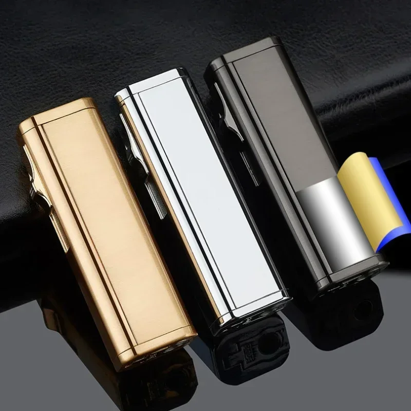 2025 المعادن الثلاثي الشعلة جت أخف توربو السيجار أنبوب أخف مع السيجار القاطع غاز البوتان يندبروف ولاعة السجائر الرجال هدية #5
