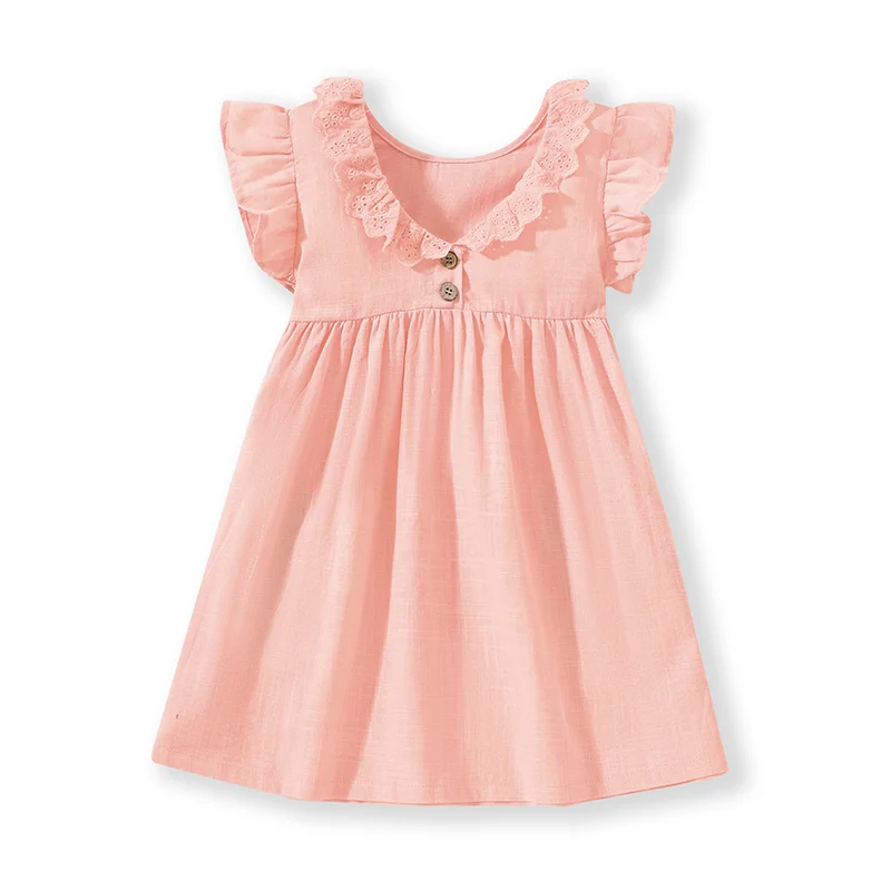 Spring meter 2-8 Jahre Neuankömmling Mädchen Kleider Blumen applikation heiß verkaufen Sommer Kinder Kleidung Kurzarm Baby Kleider – Detail 8