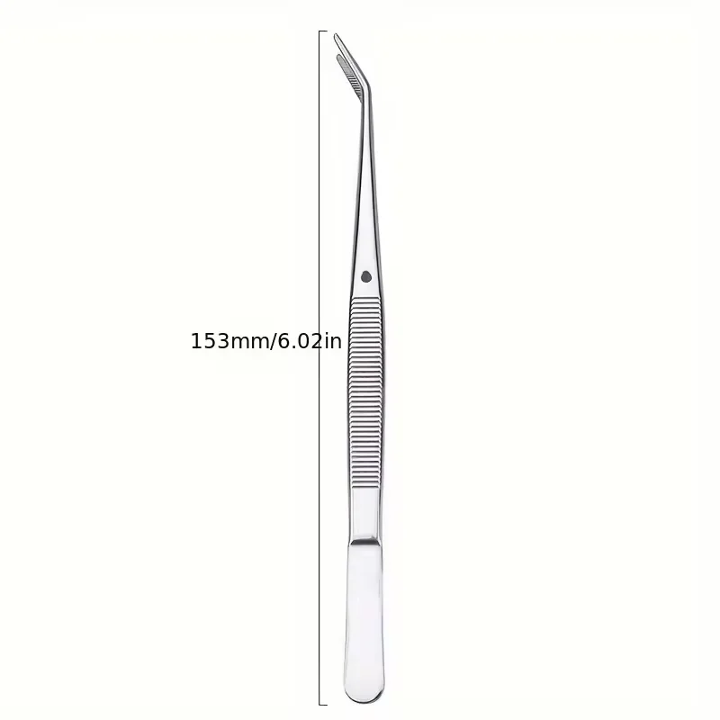 Dental Cotton Tweezers Stainless Steel Surgical Serrated Curved Tweezer Pick Up Cotton Clip Forcep Dentist Oral Examination Tool