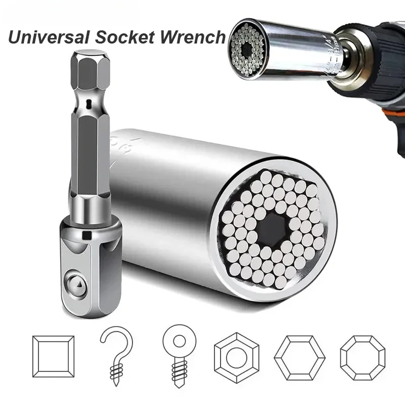 

BIESUO Universal Socket Wrench Head Set Sleeve Gadget 7-19mm Power Drill Adapter Spanner Key Nut Magic Grip Multi Hand Tools