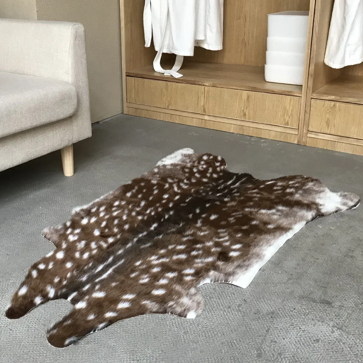 

New Sika Deer Faux Leather Rugs Imitation Animal Skin Natural Leather Carpets Floor Mat Carpet Home Decor 110x90cm 190x150cm