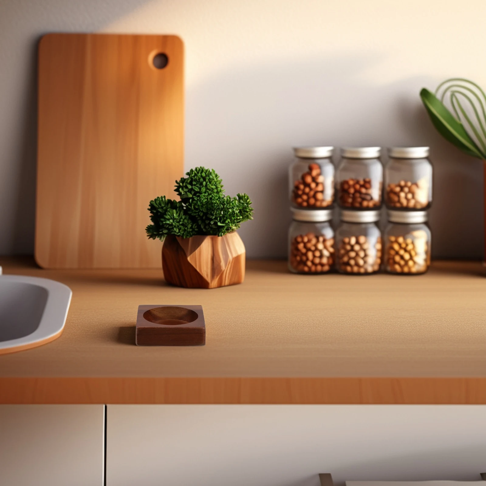 

Wooden Salt and Pepper Grinder Tray Base Wood Mill Holder Kitchen Dining Table Countertop Organizer Pepper Salt Storage Tray