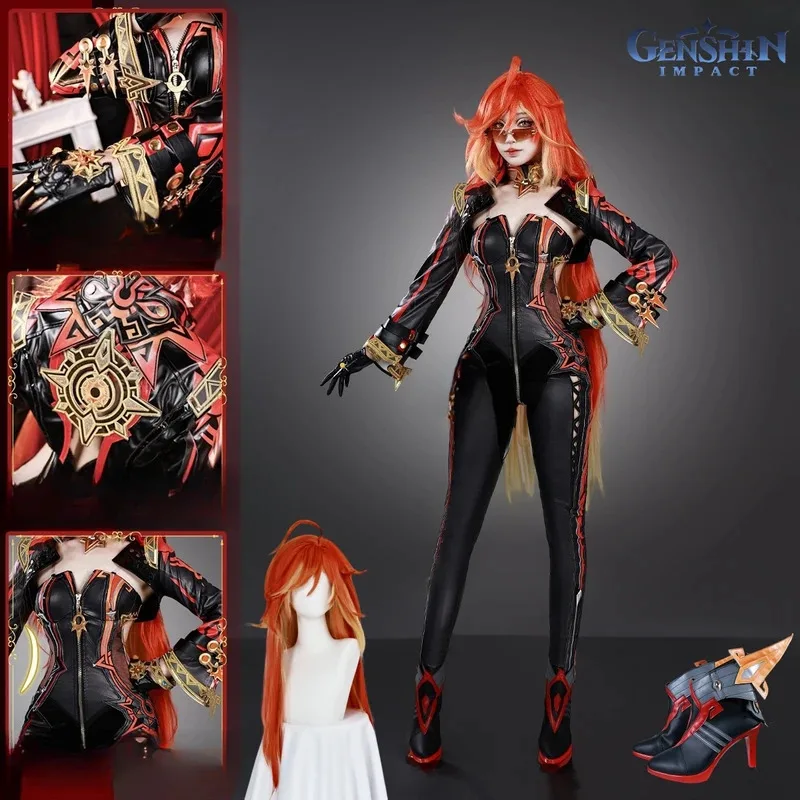 

Hot Game Genshin Impact in Stock Mavuika Fashion Cosplay Costume Accessories Wig Shoes Anime Comic Con Uniform Christmas Party