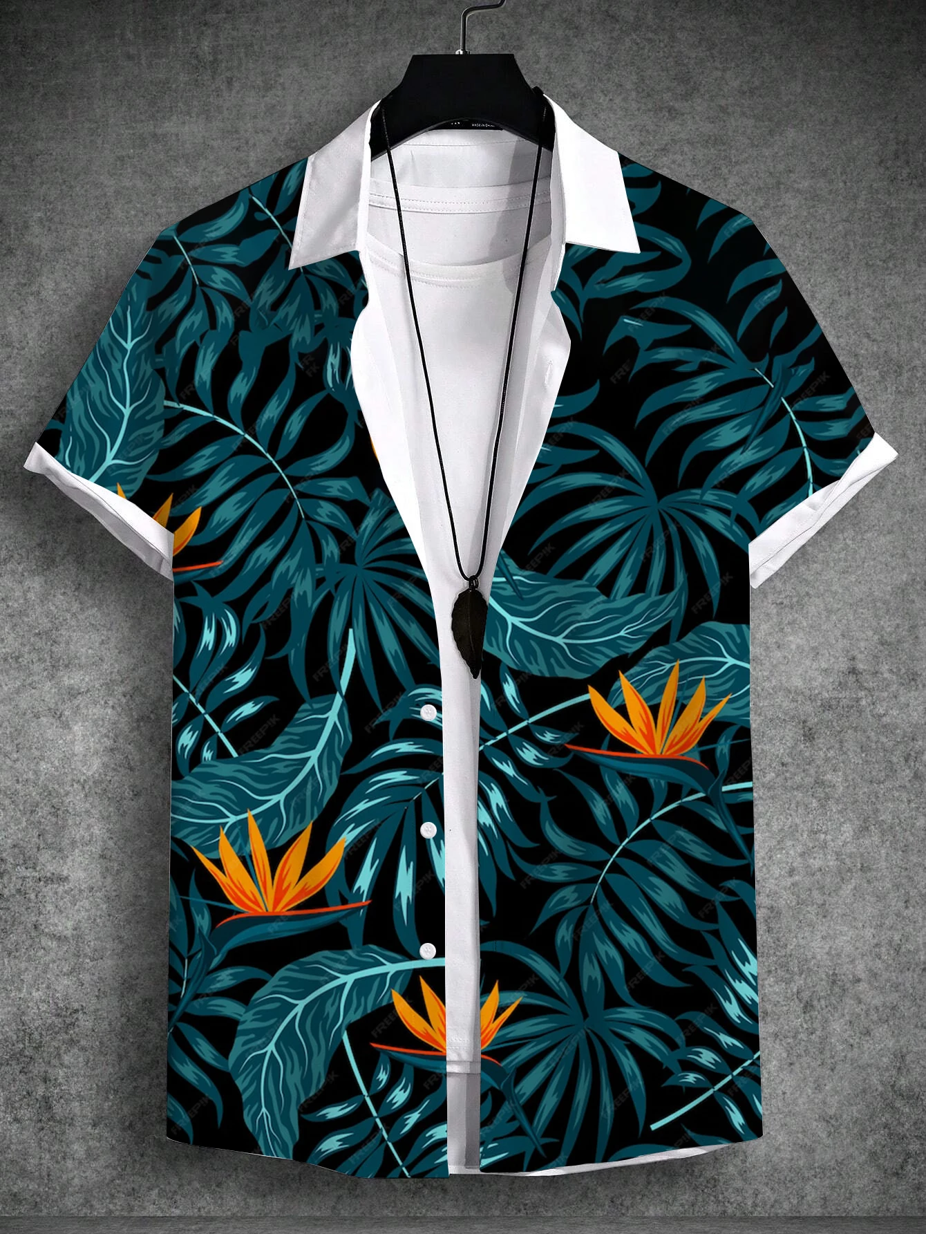 Camisa masculina estampada em 3D com plantas tropicais, tops de manga curta, camisas havaianas casuais soltas, streetwear simples, verão, nova