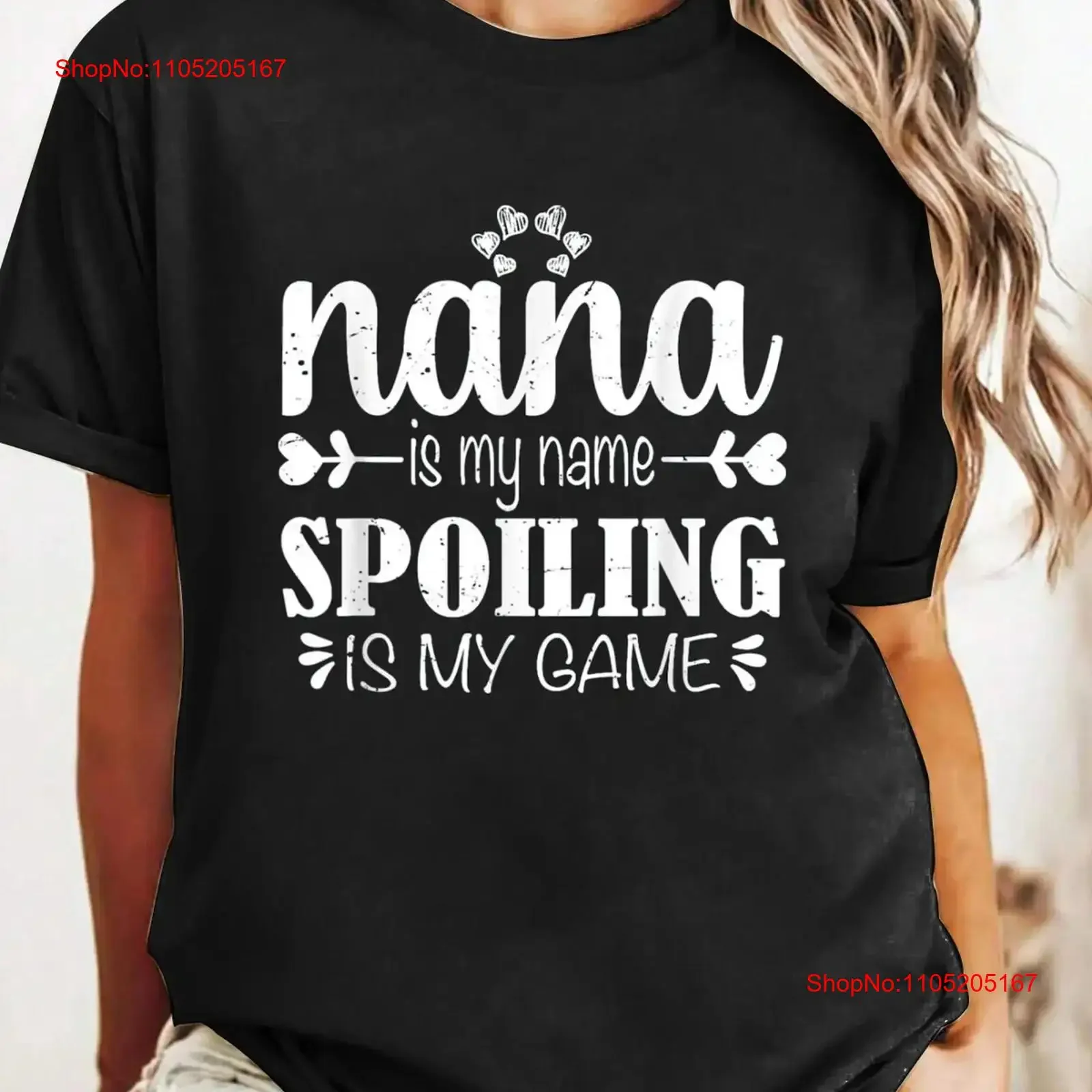 Nana is My Name Spoiling Game Women's Casual T Shirt Round Neck vintage Washed Stretched Versatile graphic streetwear