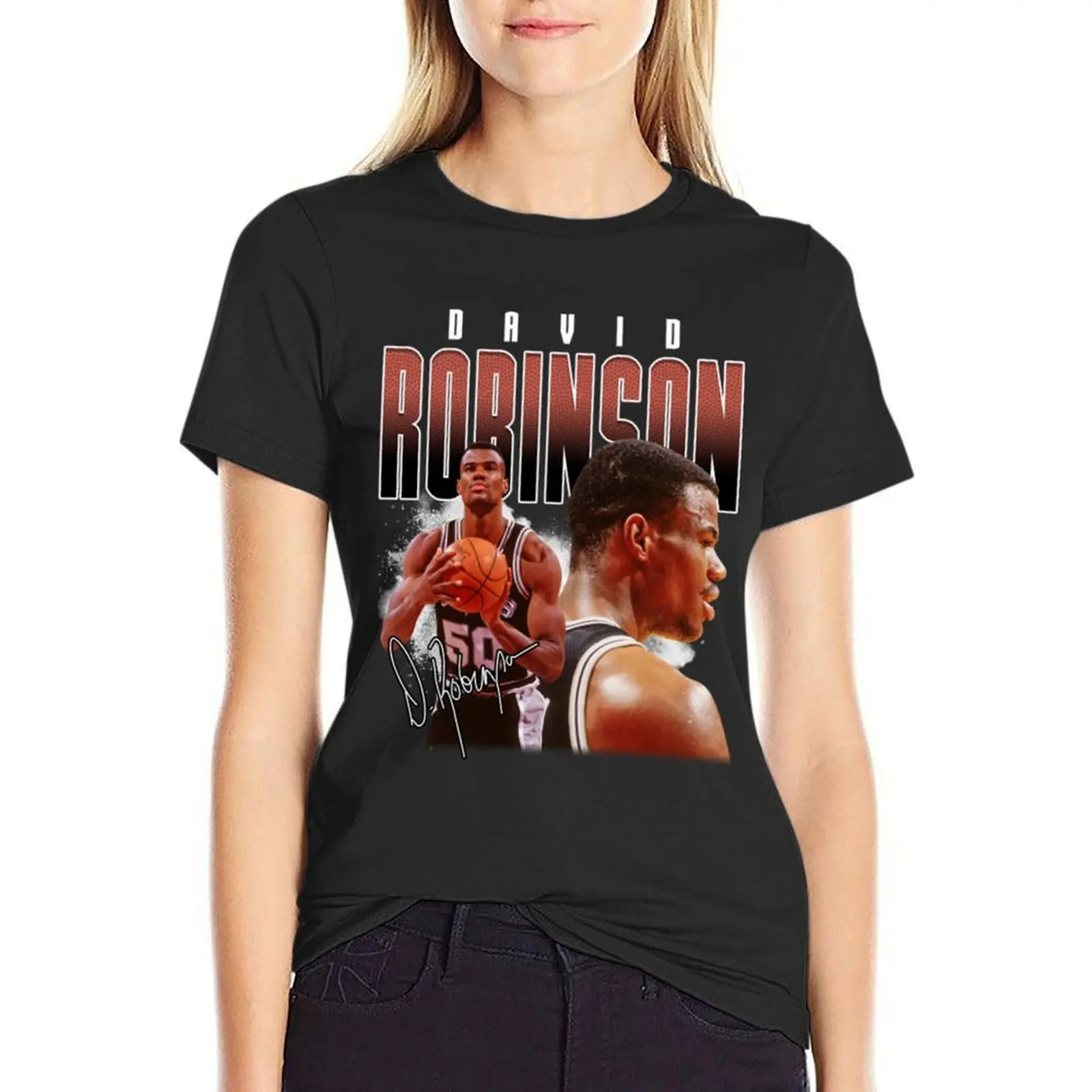 David Robinson Basketball Legend Vintage Signature Retro Bootleg Style T-Shirt vintage cute tops new edition t shirts for Women