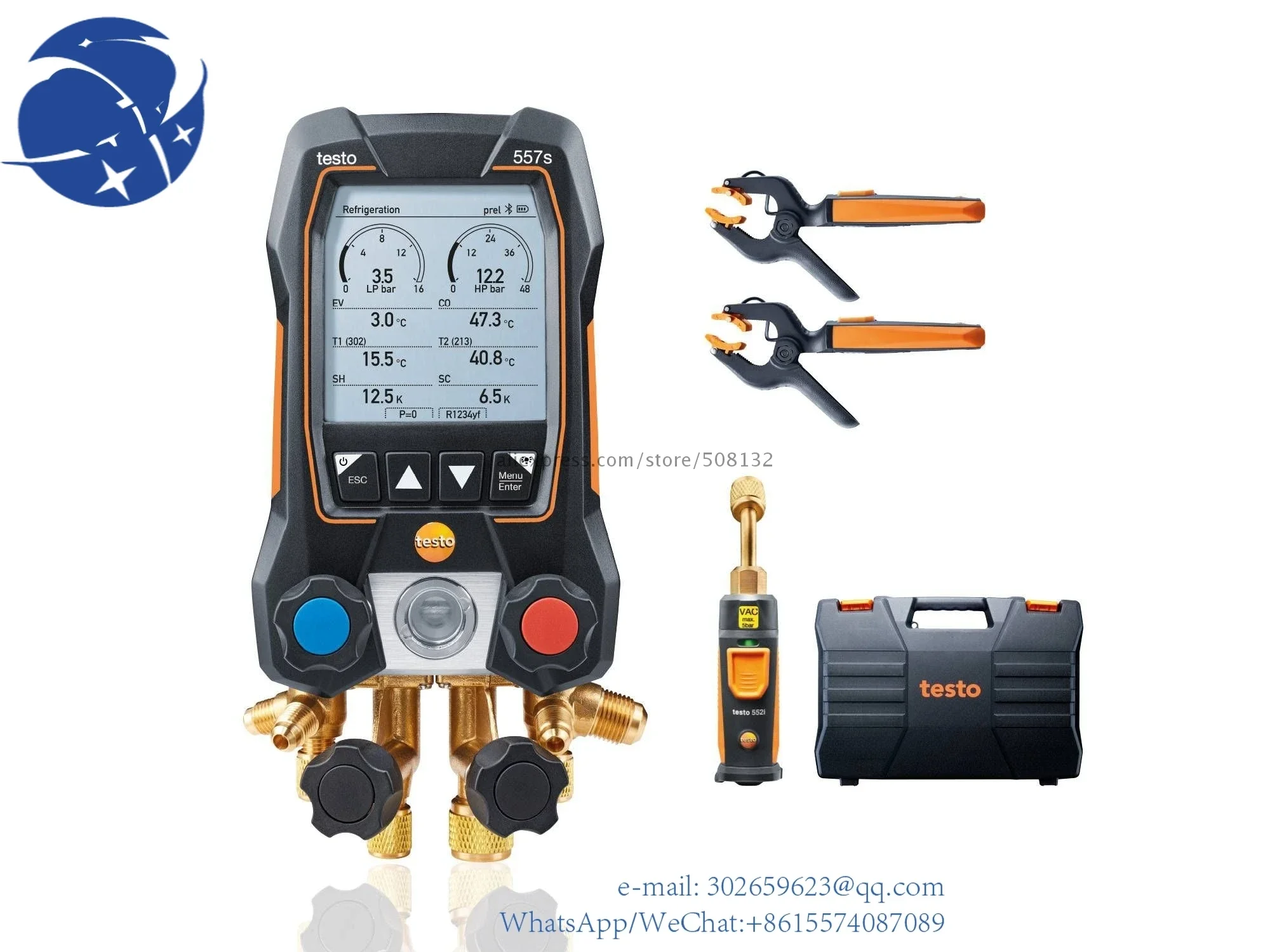 

yyhcTesto 557s Smart Vacuum Kit Digital Manifold With Wireless and Clamp Temperature Probes Bluetooth 0564 5571