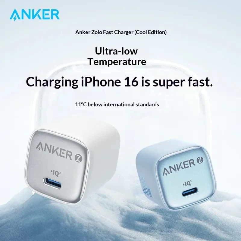 Anker Zolo 30W GaN USB‑C PD Fast Wall Charger IceCharge Foldable Portable Travel Charger For Smartphone Tablet Earbuds
