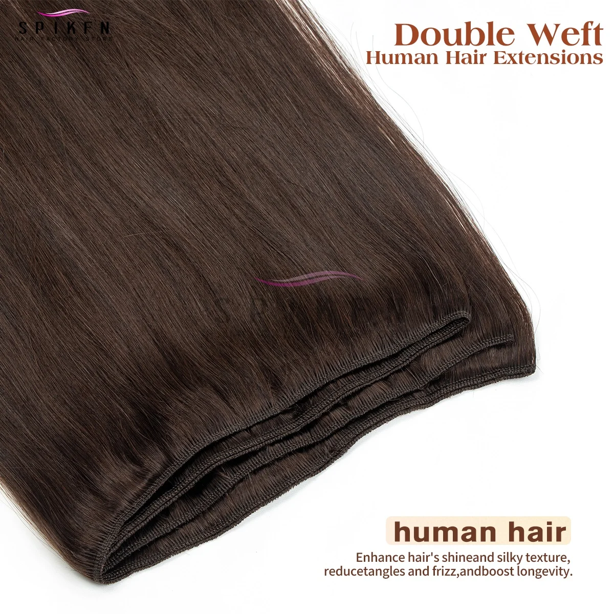 SPIKFN 리얼 천연 금발 인모 헤어 번들 플래티넘 인모 엮임 머리카락 이중 웨프트 50g 12-24인치 블랙 브라운 블론드