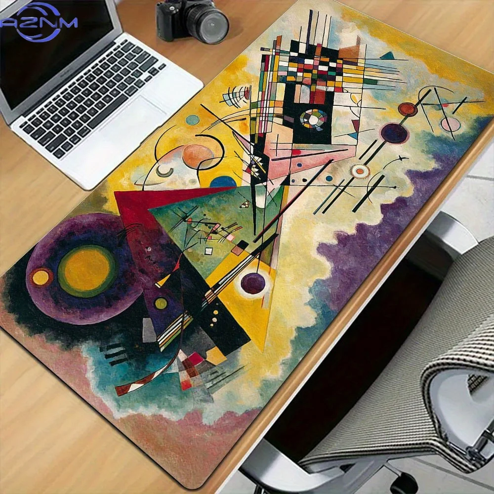 1pc Wassily Kandinsky Inspired Mouse Pad - Large, Non-slip Table Mat, , Yellow,  and Purple, Abstract Art Design - Perfect for O