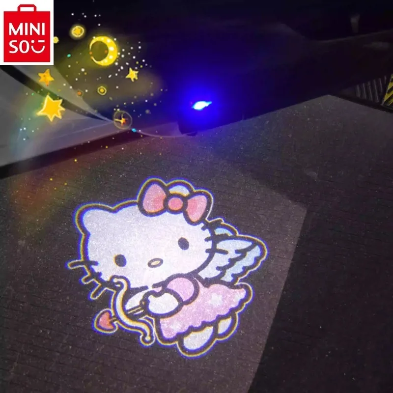 MINISO car door installation free induction light cartoon Hello Kitty projection light Hello Kitty decoration Accessories