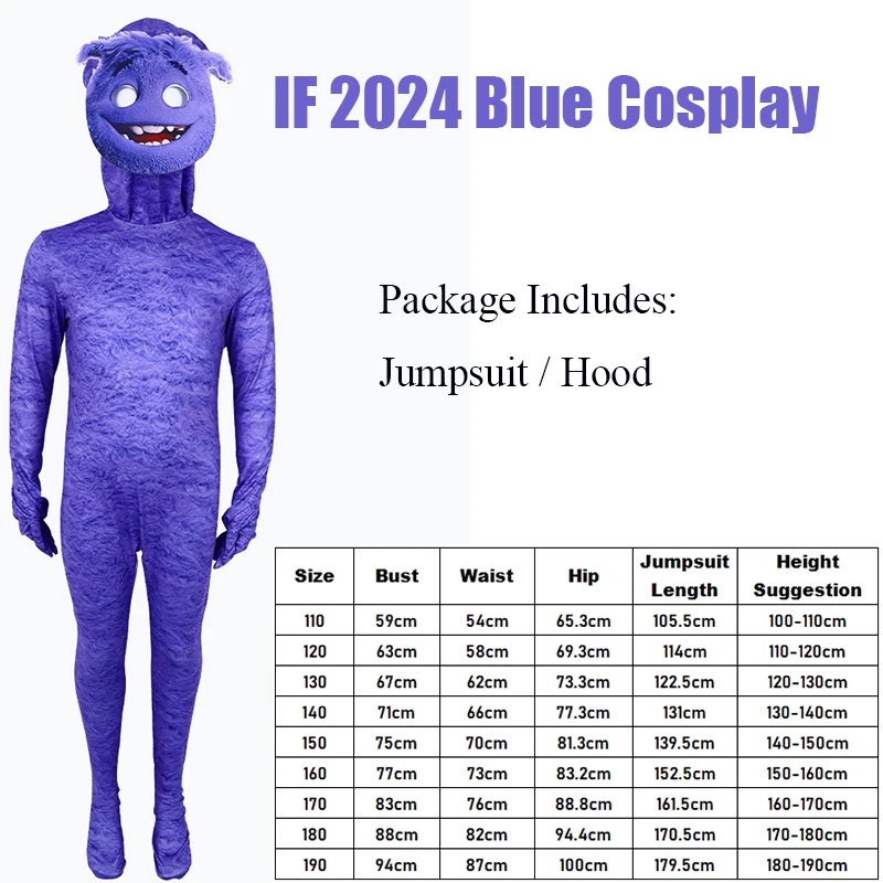 Men Boy Cartoon Dress Up 2024 Movie If Blue Cosplay For Kids Halloween Costume For Family