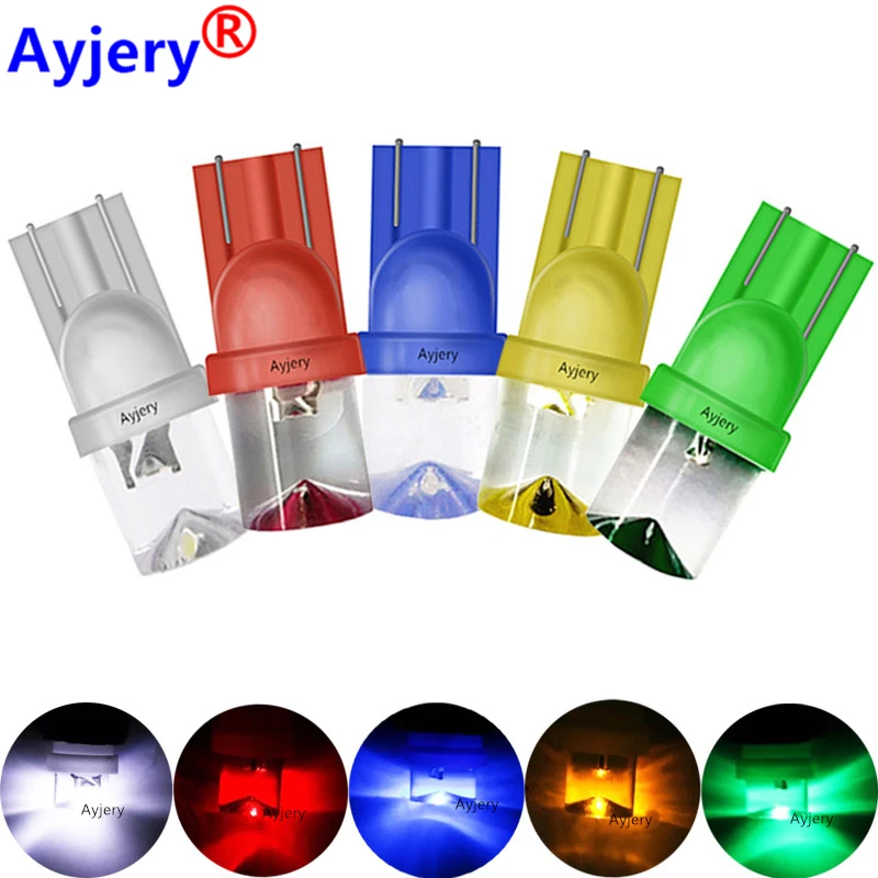 

Ayjery 10pcs DC 12V W5w T10 194 168 Concave Lens Led Bulb Car Pinball Machine Game Light White Red Blue Green Amber Car Light