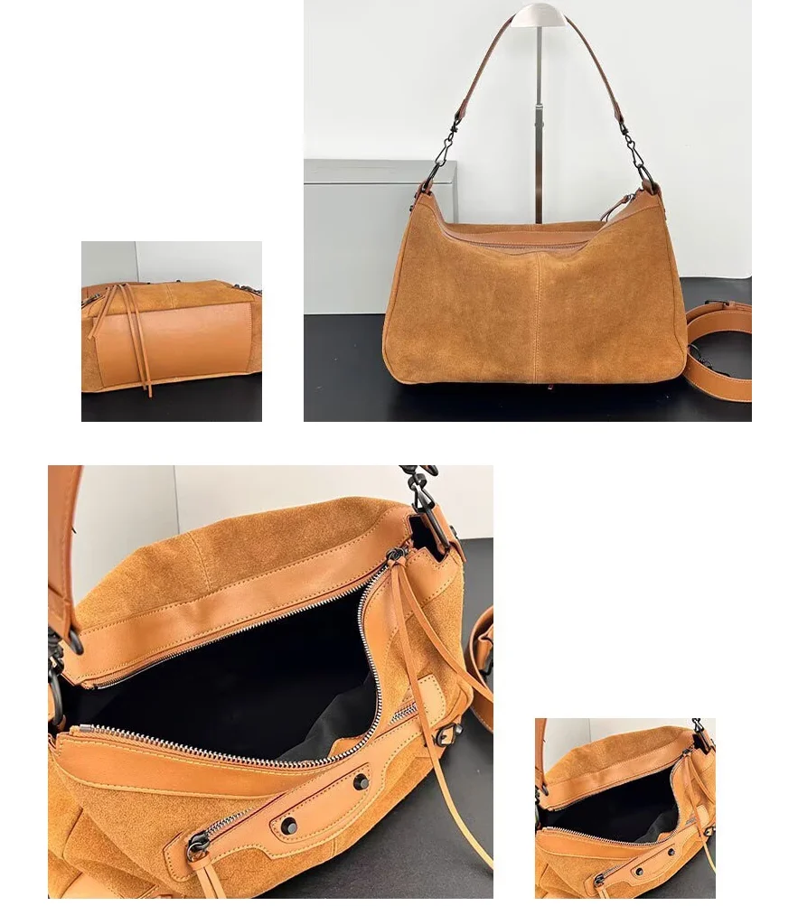 New Women's Cow Genuine Leather Nig Shoulder Bags Ladies Soft Cowhide Crossbody Bag Female Design Luxury Lazy Commuting Handbag