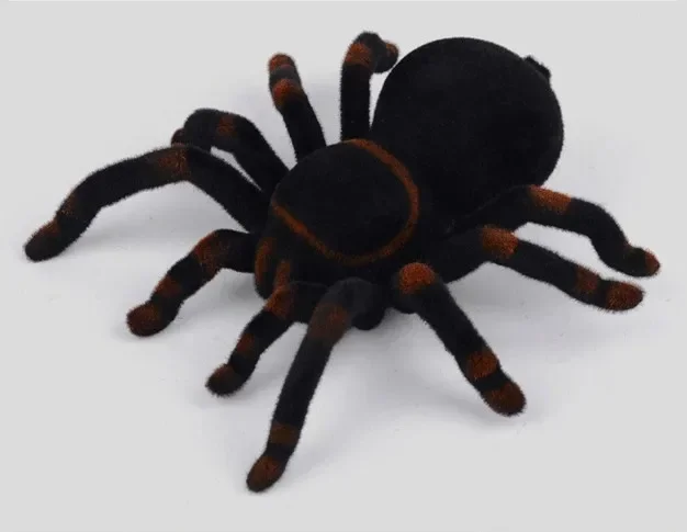 Juguete electrónico de araña negra con Control remoto para mascotas, Tarántula flash, ojos brillantes, 4 canales, juguetes de modelo de bromas prácticas delicadas