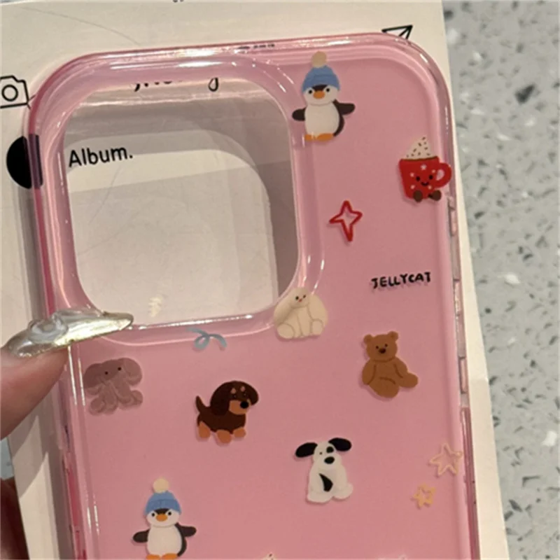 Großes Loch, Cartoon-Rosa-Hintergrund, Vollbild-Tier-Handyhülle für iPhone 11, 12, 13, 14, 15, 16 Pro max – Detail 5