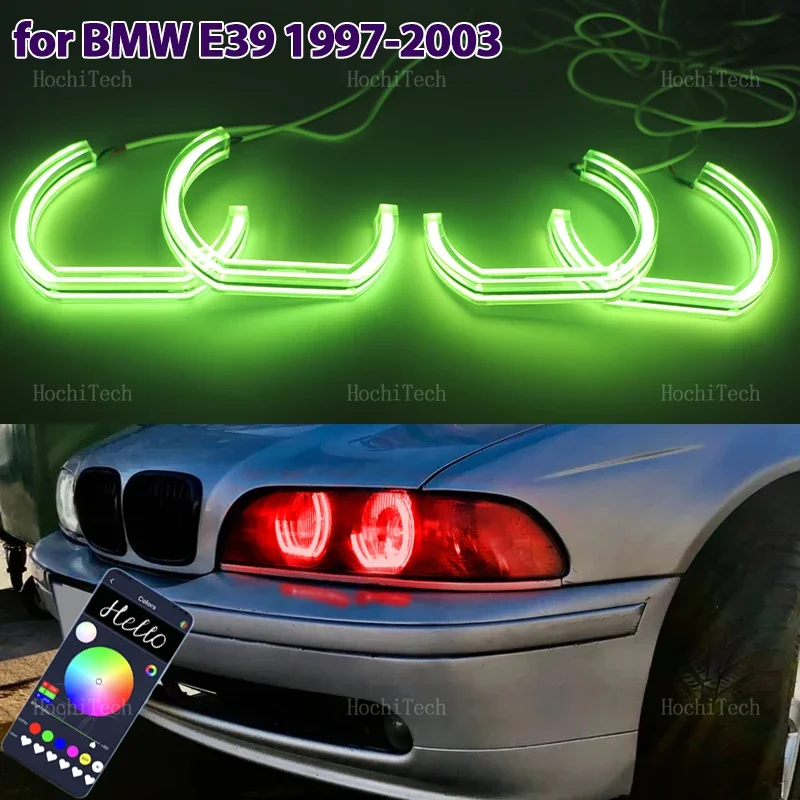 

RGB красочные кольца с ангельскими глазами, светодиодные фары с управлением через приложение, комплект DTM DRL для BMW 5, серии E39 525i 528i 530i 540i 1997-2003