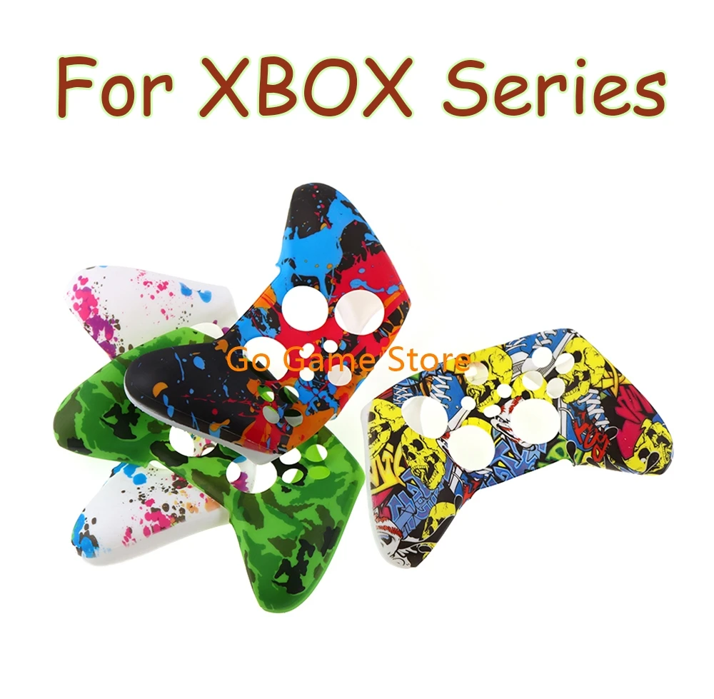 40pcs Soft Silicone Case For Xbox Series X/S Controller Protective Skin Gamepad Rubber Skin Joystick Cover Shell Water Transfer