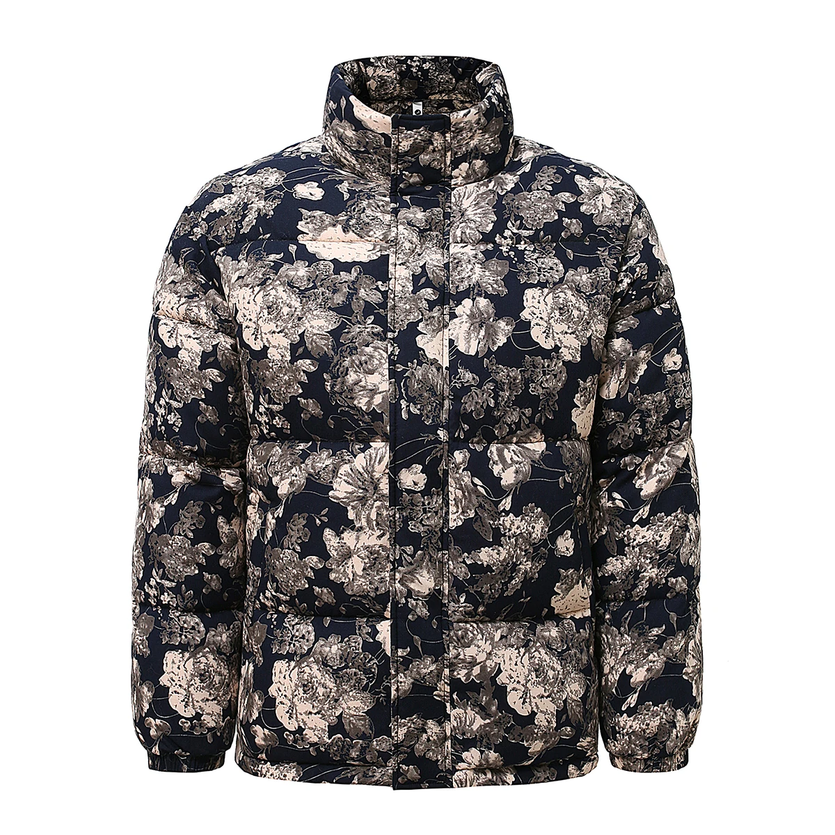Winter Men Warm Jackets Men Floral Chinese Style Cotton Padded Jacket Men Stand Collar Thick Coats Outwear Men Casual Parkas