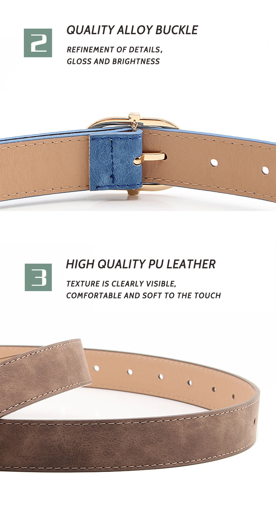 Maikun Neue frauen Gürtel Mit Legierung Pin Schnalle Weiche Und Bequeme Jeans Gürtel Mädchen Kleidung Gürtel – Detail 6