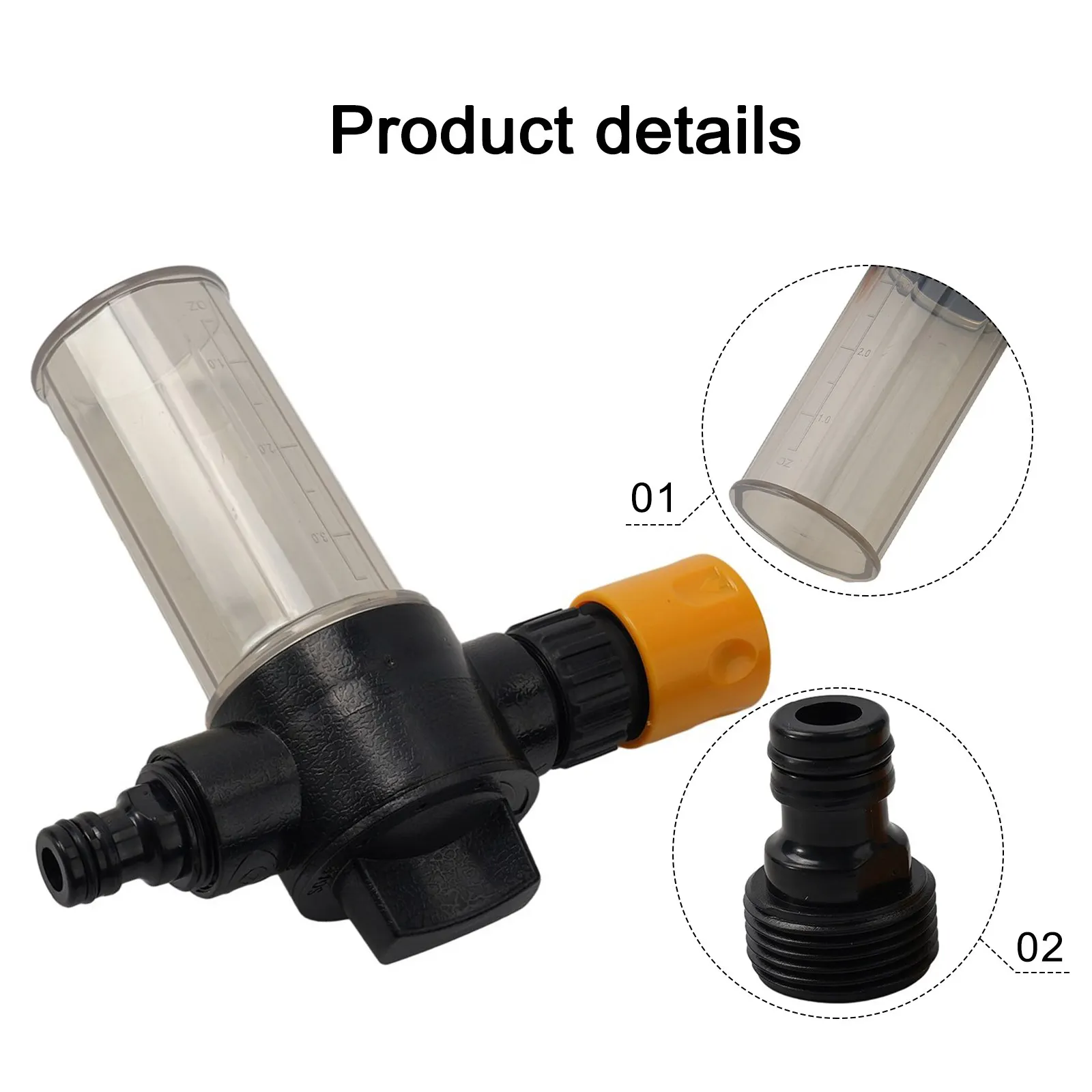 

100ML Garden Hose Foam Lance for Car Washing - High Quality Plastic Foam Pot with Adjustable Water Outlet and 2 Connectors