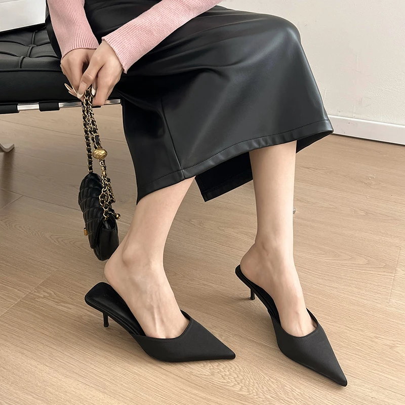 

Women's Slippers Pointed Toe Stiletto Heels Suede Pumps Women's High Heels Spring Trends 2025 Sexy Leisure Zapatillas De Mujer