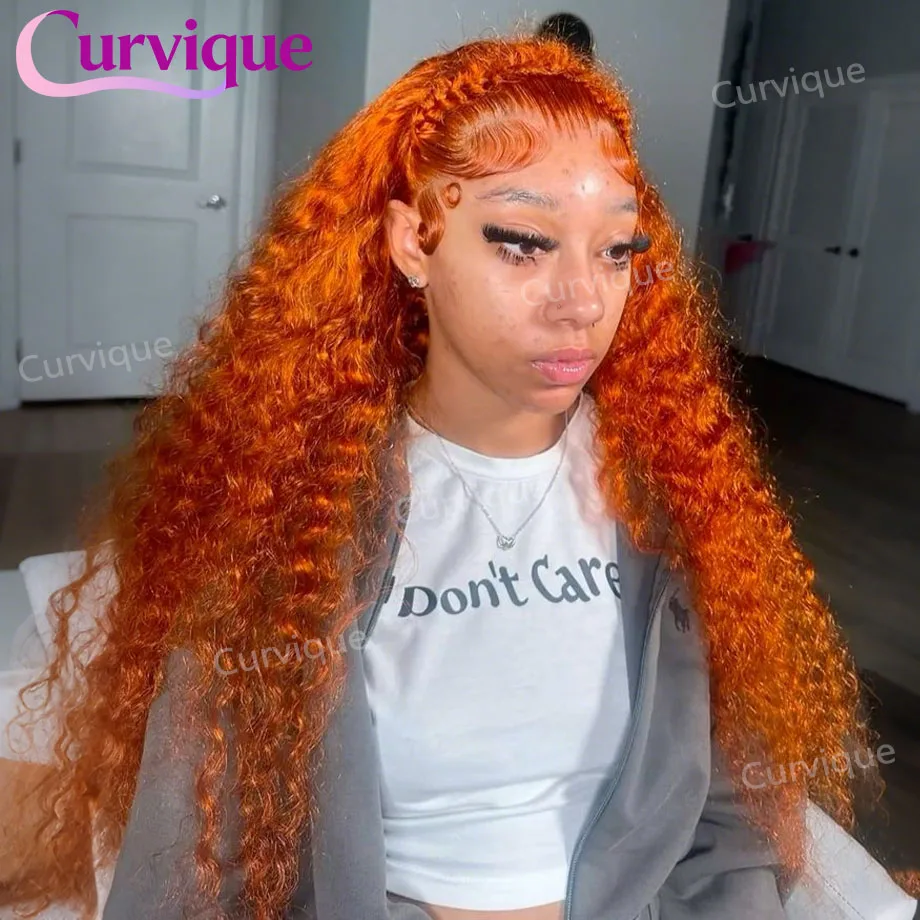 

Оранжевый парик из натуральных волос с глубокими волнистыми локонами, парик с кружевной передней частью, 30 дюймов, 13x4, 13x6, HD прозрачный парик с водной волной и кружевной передней частью