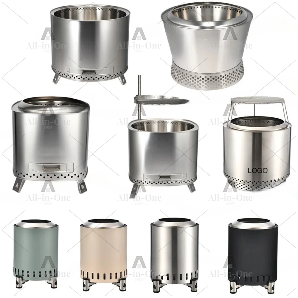 Upgraded Large Capacity Smokeless Fire Pit, Stainless Steel Outdoor Wood Stove with Spark Guard for Camping & Garden
