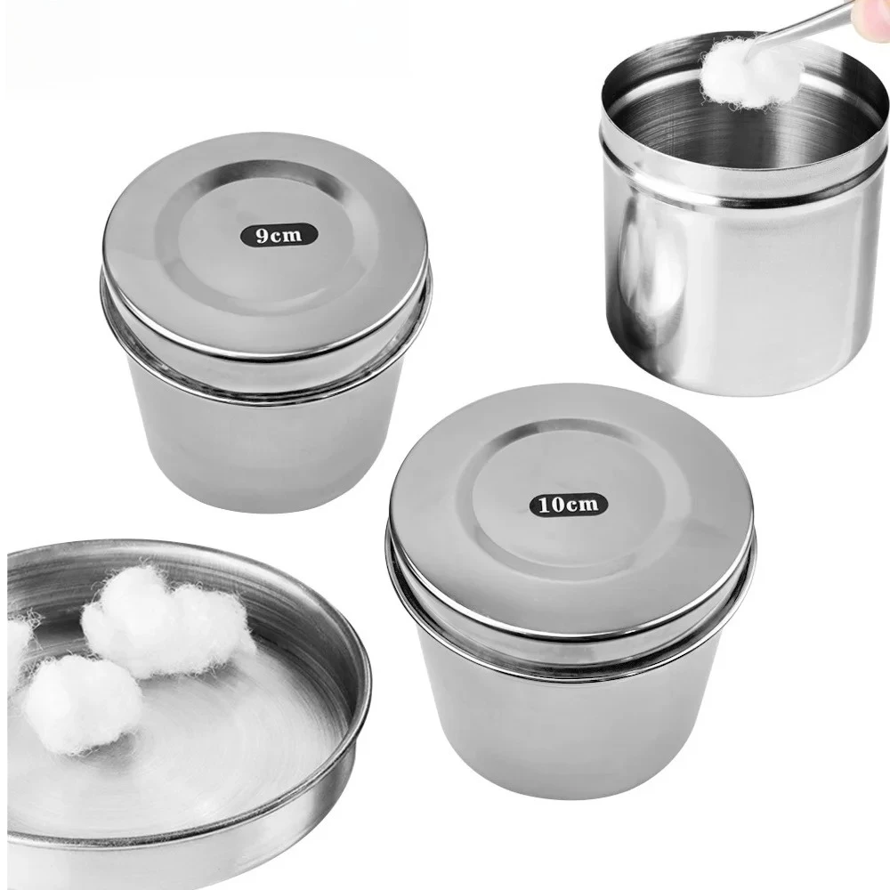 5Box Dental Cotton Tank Stainless Steel Tampon Sterilizer Box Medicine Cylinder Alcohol Iodine Canister Disinfection Container