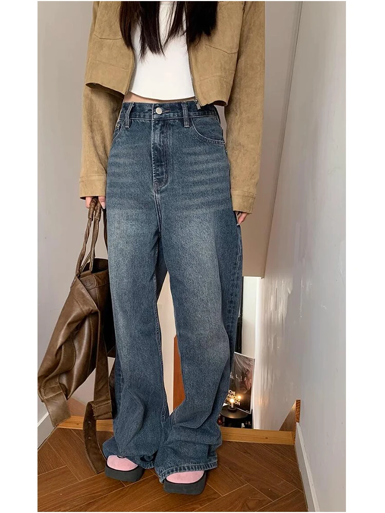 

Women American Vintage Japanese Fashion Baggy Denim Pants Vintage Classical Wide Leg Essentials Jeans Y2k Streetwear 90s Chic