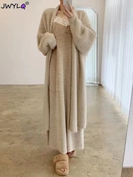 Autumn Winter Long Imitation Mink Cardigan Women New All-match Warm Women Clothing Elegant 11 Colors Streetwear Knitwear Jackets