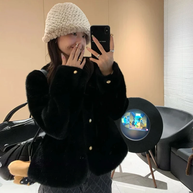 Faux Fur Neck Coats Womens Winter Leather Mixed Thermal Maxi Personality Strap Feminino Daily Classic Hollow Mid-Long Distressed