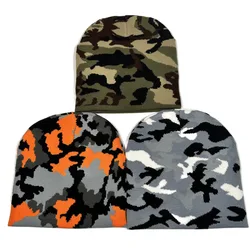 New Children Knitted Camouflage Hat Unisex Autumn Winter Wool Cold Caps Fashion Warm Pullover Beanies for Kids Outdoor