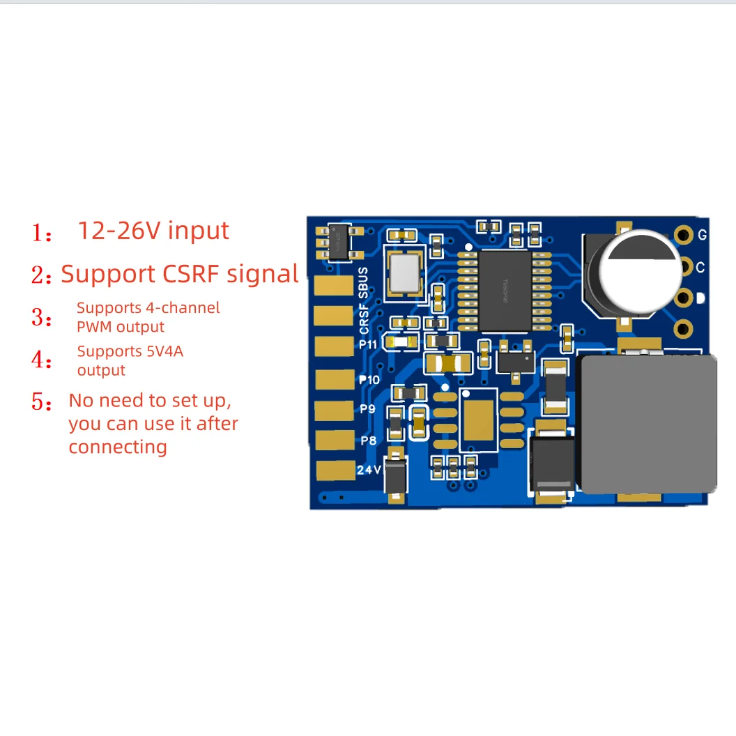 

Crsf to Pwm Output Module for Traversing Drones 5V4A Step-Down Module