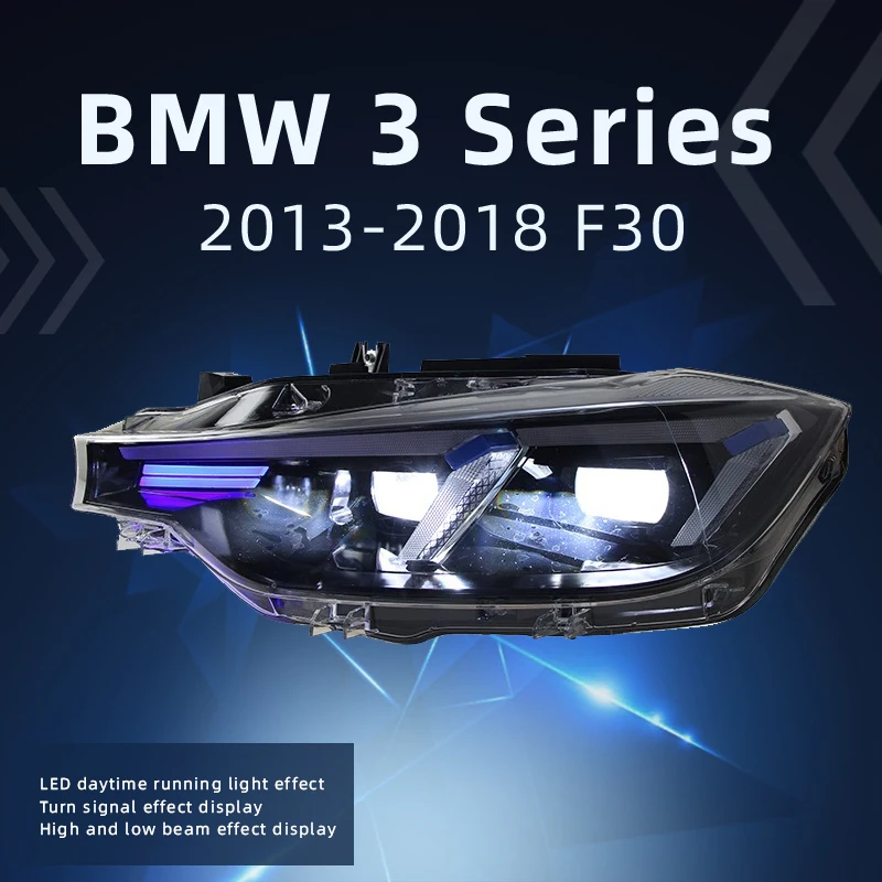 ไฟหน้ารถ LED สําหรับ BMW 3 Series 2012-2018 F30 320i 325i 328i 330i 335i หัวโคมไฟ LED DRL ชุดไฟหน้ารถอุปกรณ์เสริม