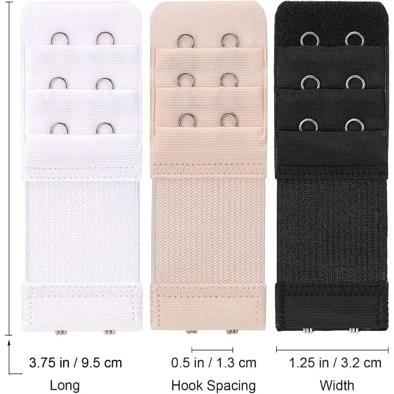 Soft and Comfortable Bra Straps, Elastic, 3 Pieces, 3 Rows with 2 Hook Extension Straps, Women's Underwear Accessories