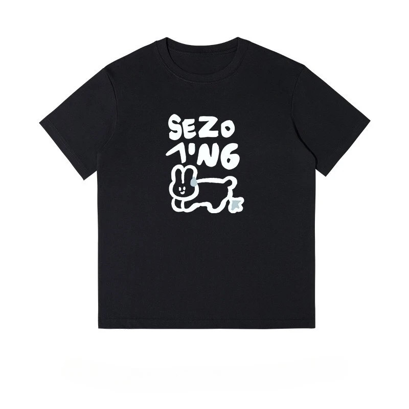 

Summer Korea Short-sleeved Summer New Pure Cotton Loose Men Women Casual T-shirt Niche Versatile Top Graphic T Shirts Popular